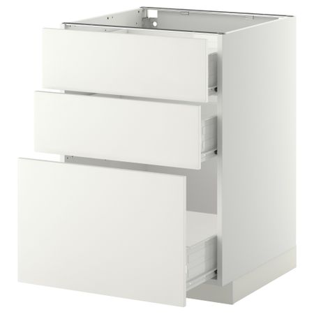 Напольный шкаф с 3 ящиками МЕТОД / ФОРВАРА, белый, Хэггеби белый