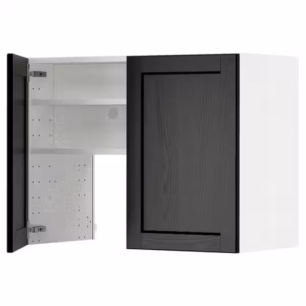 METOD Навесной шкаф д/вытяжки/полка/дверь - белый/Lerhyttan черная морилка 80x60 см - фото 1