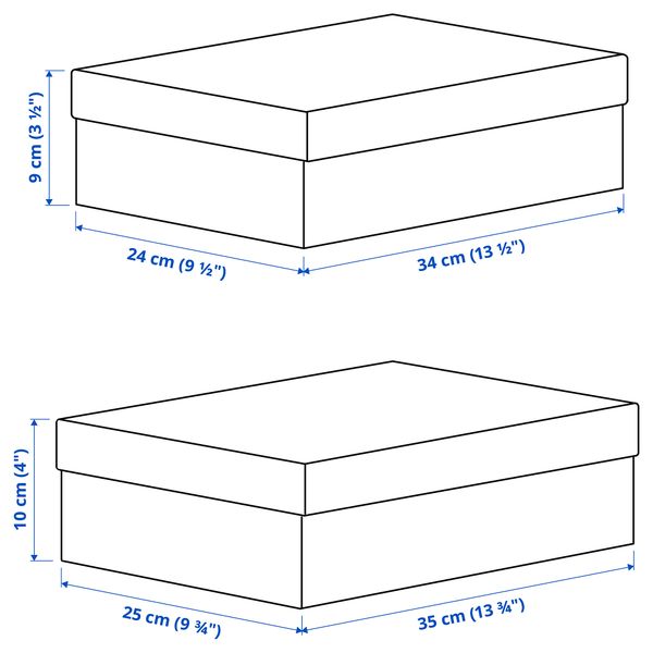 Коробка с крышкой, 2 шт., черный-белый IKEA RÄTTAREN 105.979.85 - схема-чертеж с размерами