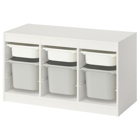 TROFAST Комбинация д/хранения+контейнеры - белый белый/серый 99x44x56 см