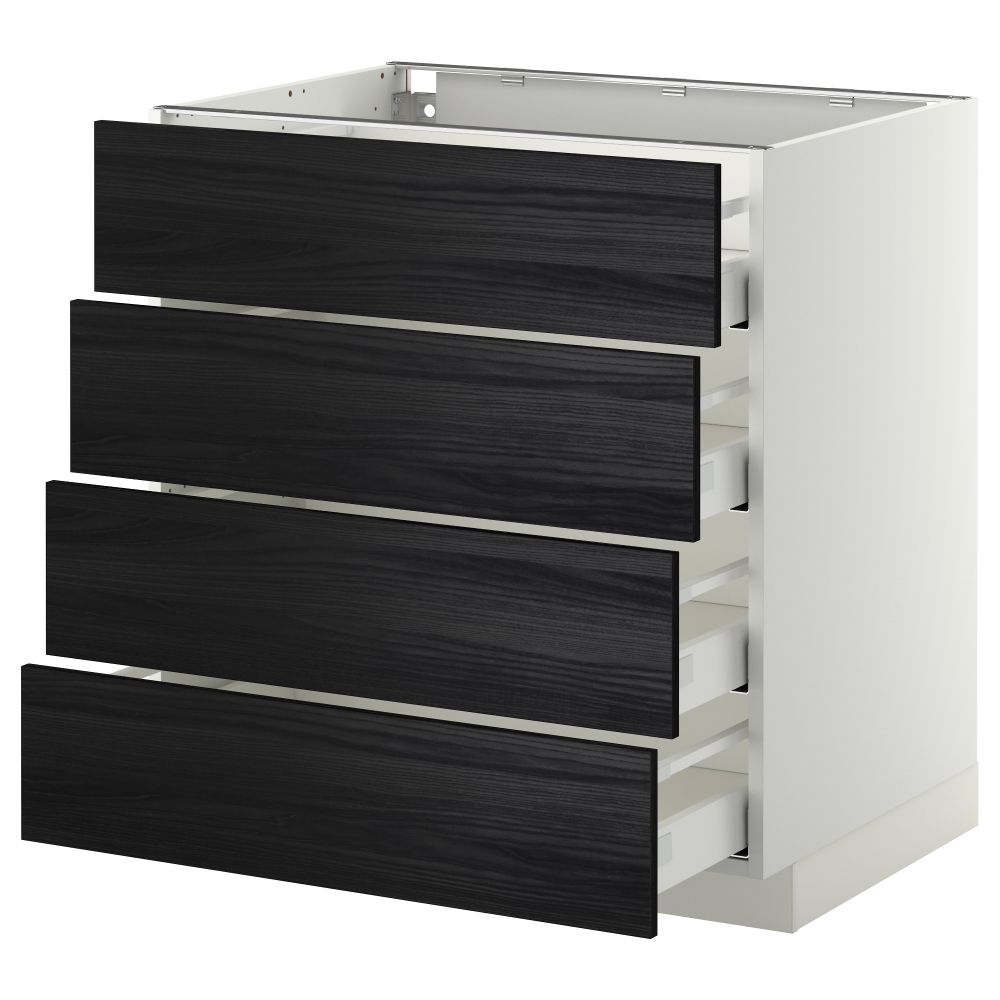 Напольный шкаф 4 фронтальных панели, 4 ящика МЕТОД / МАКСИМЕРА, белый, Тингсрид черный - схема-чертеж с размерами
