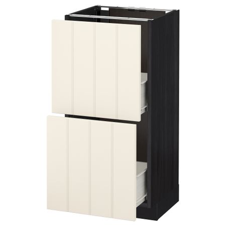Напольный шкаф с 2 ящиками МЕТОД / ФОРВАРА, черный, Хитарп белый с оттенком