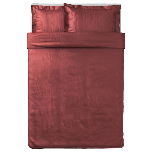 Пододеяльник и 2 наволочки, красно-коричневый 200x200/50x70 см IKEA LUKTJASMIN ЛЮКТЭСМИН 904.802.17 - схема-чертеж с размерами