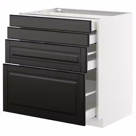 METOD / MAXIMERA Напольный шкаф 4 фасада/4 ящика - белый/Bodbyn чёрный 80x60 см
