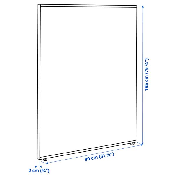 Ширма, серый, 80x195 см IKEA SIDORNA 404.839.49 - схема-чертеж с размерами