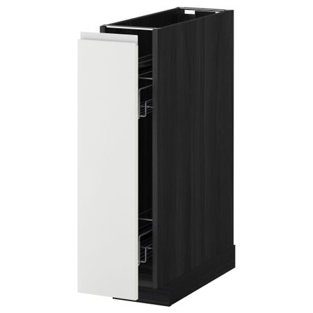 Напольный шкаф, выдвижной внутрений элемент МЕТОД, черный, Нодста белый (20x60 см)