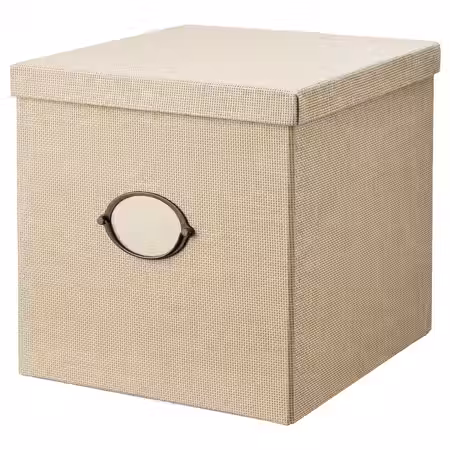 KVARNVIK Коробка с крышкой - бежевый 32x35x32 см
