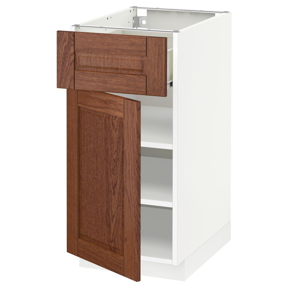 Напольный шкаф с ящиком, дверью МЕТОД / ФОРВАРА, белый, Филипстад коричневый - схема-чертеж с размерами