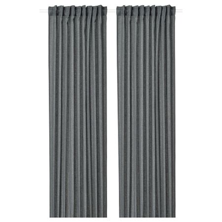 Гардины, 2 шт., 145x300 см, темно-серый в полоску IKEA MILDRUN МИЛДРУН 404.808.04