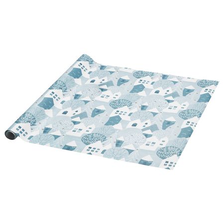 Рулон оберточной бумаги, орнамент «зимняя деревня» сине-серый 3x0.7 м IKEA VINTER 2020 ВИНТЕР 2020 404.738.94