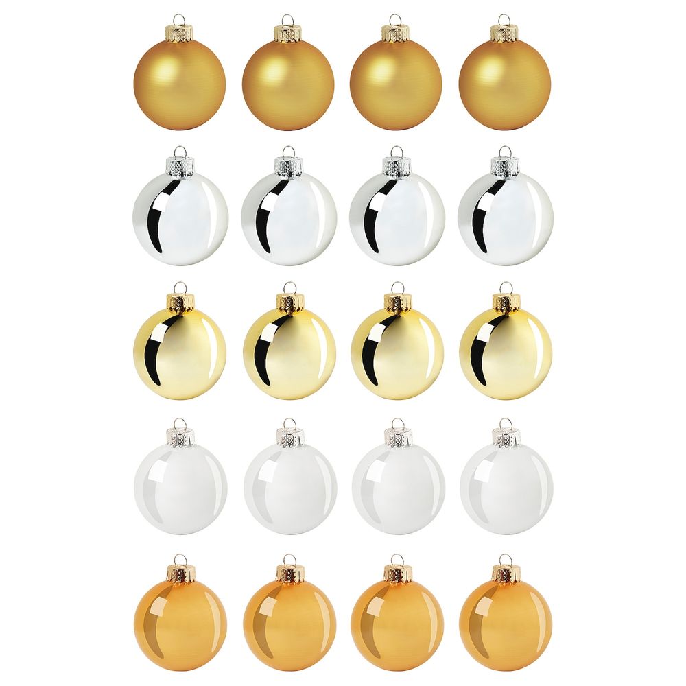 Украшение, шар, стекло золотой/белый 6 см IKEA VINTER 2021 ВИНТЕР 2021 804.989.01 - фото 1