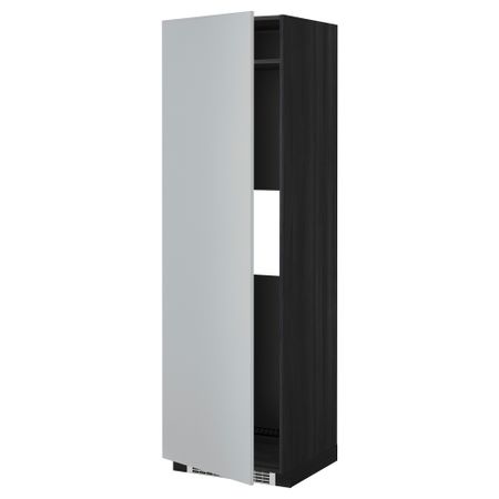 Высокий шкаф для холодильника или морозильника, с дверцами МЕТОД, черный, Веддинге серый (60x60x200 см)