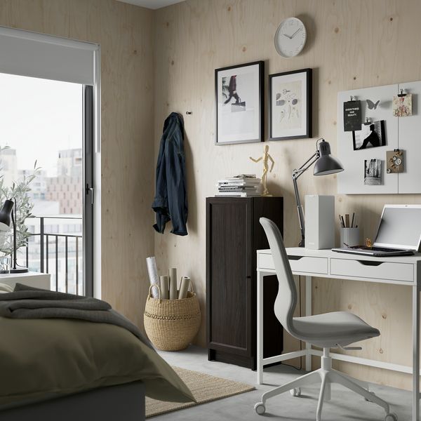 Стеллаж с дверью, темно-коричневый под дуб, 40x30x106 см IKEA BILLY БИЛЛИ, OXBERG ОКСБЕРГ 294.832.91 - фото 3