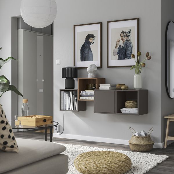 Комбинация настенных шкафов, темно-серый, грецкий орех, 140x35x53 см IKEA EKET ЭКЕТ 295.702.93 - фото 2