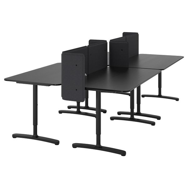 Стол с экраном, ясеневый шпон, черная морилка, черный 320x160 55 см IKEA БЕКАНТ 192.880.68 - фото 1