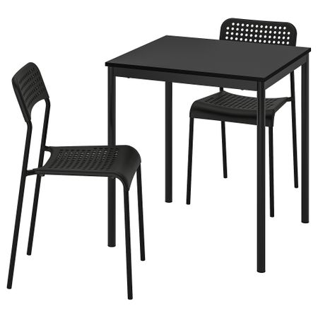 Стол и 2 стула, черный, черный, 67x67 см IKEA ADDE АДДЕ, SANDSBERG САНДСБЕРГ 194.291.91