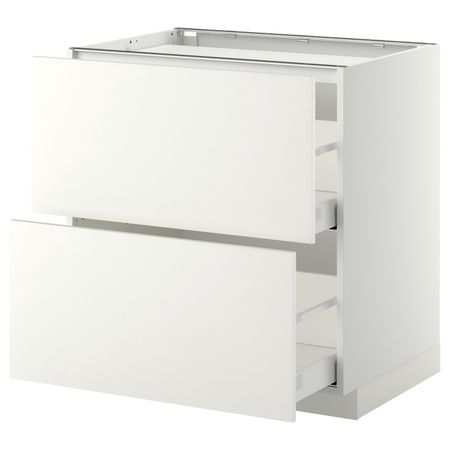 Напольный шкаф, 2 фронтальных панели/2ящика, белый/Хэггеби белый 80x60 см IKEA METOD МЕТОД / MAXIMERA МАКСИМЕРА 392.312.31