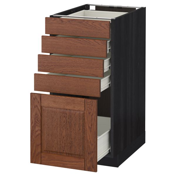 Напольный шкаф с 5 ящиками МЕТОД / ФОРВАРА, черный, Филипстад коричневый - схема-чертеж с размерами