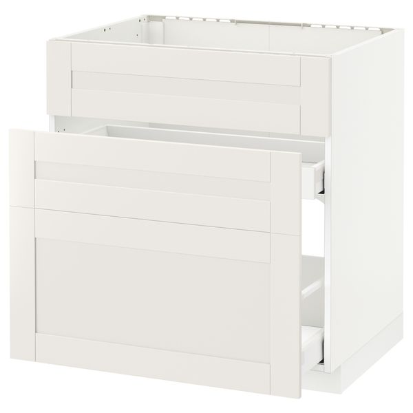Напольный шкаф под мойку + 3 фронтальных панели, 2 ящика МЕТОД / МАКСИМЕРА, белый, Сэведаль белый - схема-чертеж с размерами