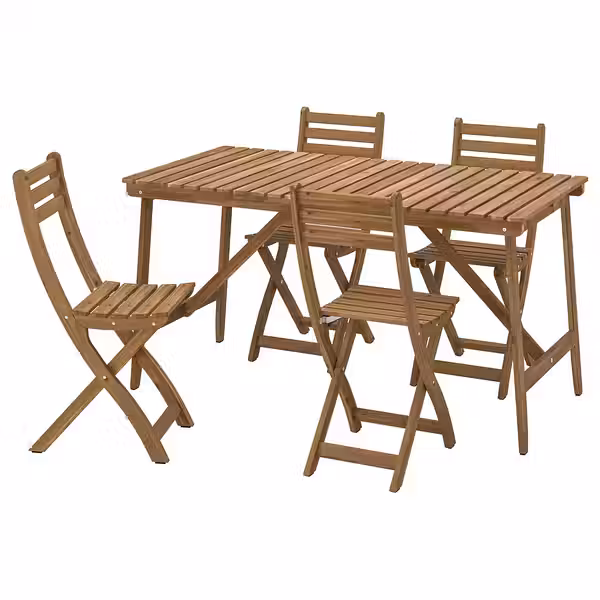ASKHOLMEN Стол+4 складных стула, д/сада - темно-коричневый 143x75 см - фото 1