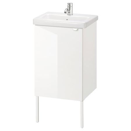 Шкаф под раковину с 1 дверцей, глянцевый белый/ПИЛКОН смеситель 44x43x88 см IKEA FISKÅN ФИСКОН / TVÄLLEN ТВЭЛЛЕН 594.304.42
