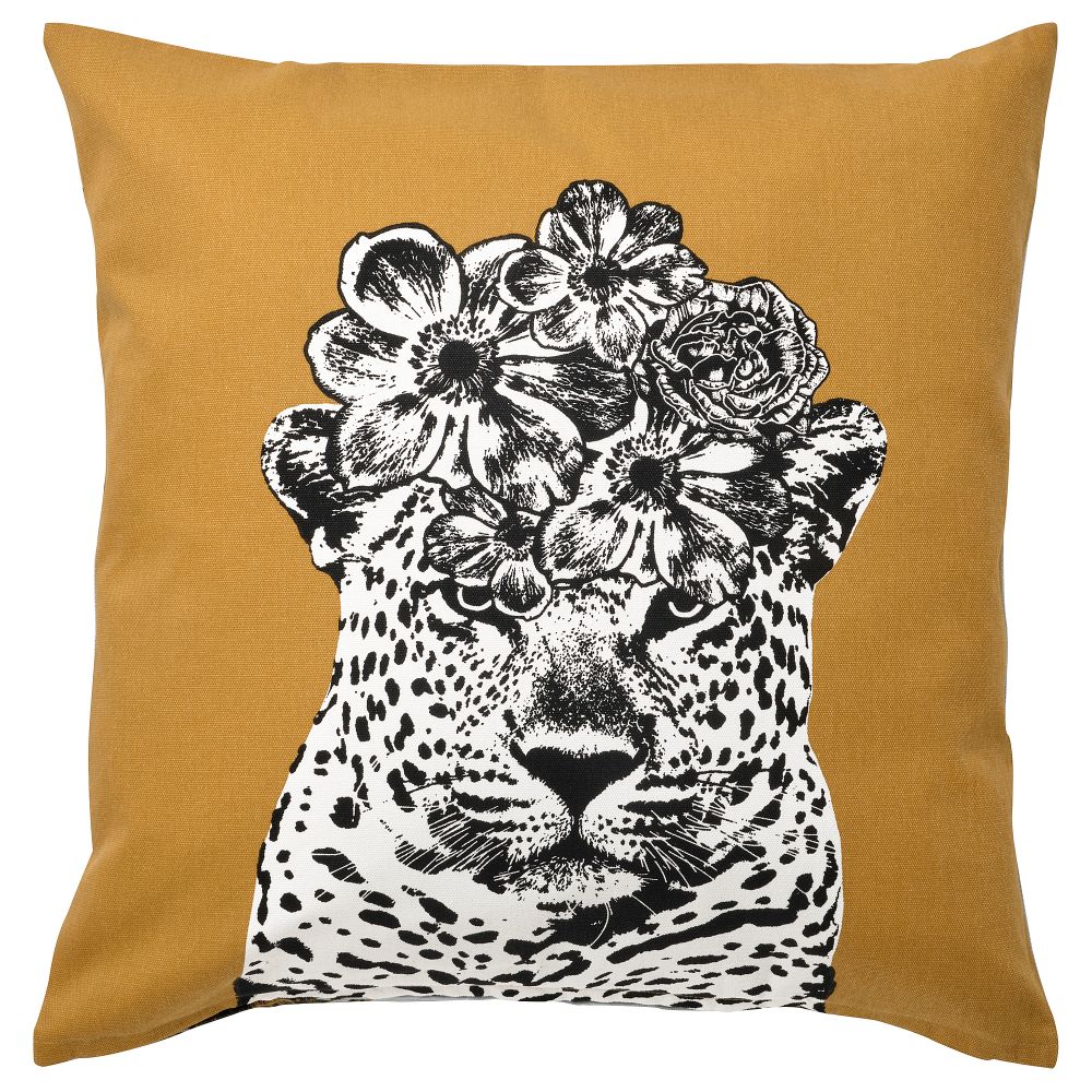 Чехол на подушку, 50x50 см, темно-желтый, бледно-голубой IKEA NÄBBSPINNARE 705.429.90 - фото 1