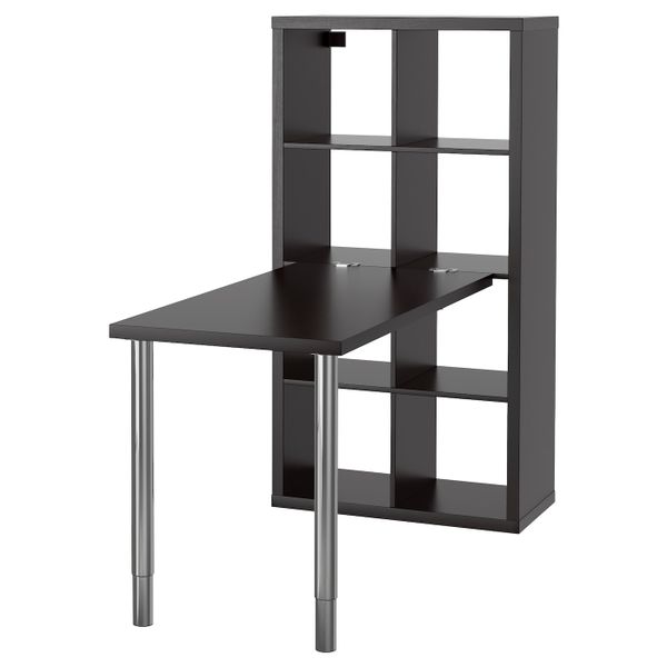 Стол, комбинация, черно-коричневый/хромированный 77x147x159 см IKEA KALLAX КАЛЛАКС 592.281.24 - фото 1