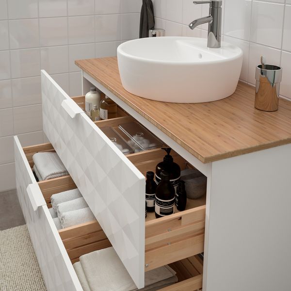 Шкаф п-раковину/столешн45/раковина, Решён белый, бамбук ДАЛЬШЕР смеситель 102x49x74 см IKEA ГОДМОРГОН/ТОЛКЕН / ТОРНВИКЕН - схема-чертеж с размерами