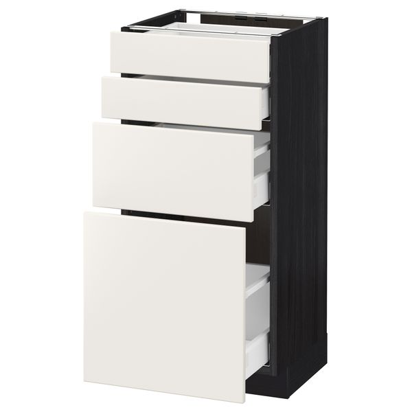 Напольный шкаф 4 фронтальных панели, 4 ящика МЕТОД / МАКСИМЕРА, черный, Веддинге белый - схема-чертеж с размерами