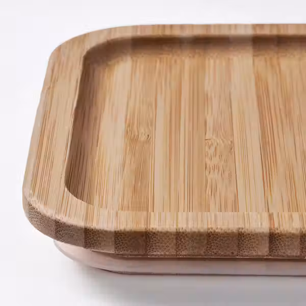 IKEA 365+ Контейнер для продуктов с крышкой - прямоугольн формы нержавеющ сталь/бамбук 1.0 л - схема-чертеж с размерами