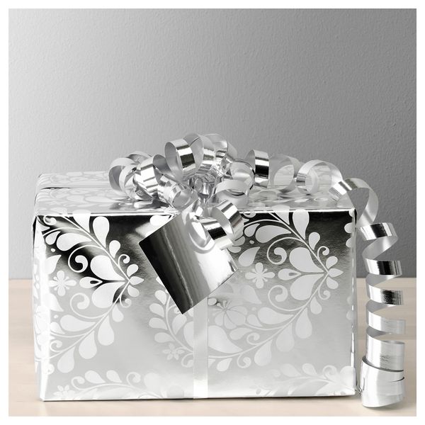 Рулон оберточной бумаги ВИНТЕР 2016, серебристый, белый цветок (2x0.7 м) - схема-чертеж с размерами