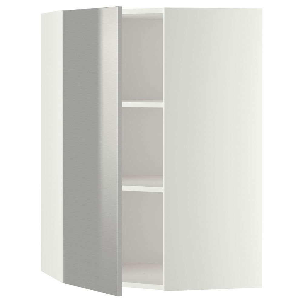 Угловой навесной шкаф с полками МЕТОД, белый, Гревста нержавеющ сталь - схема-чертеж с размерами
