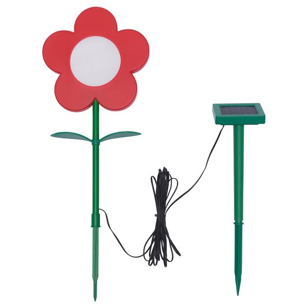 Подсветка на солнечных батарее, светодиод СОЛВИДЕН, для сада, цветок красный - фото 1