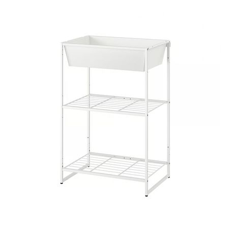 JOSTEIN Стеллаж с контейнером - д/дома/улицы/проволочный белый 61x40x90 см