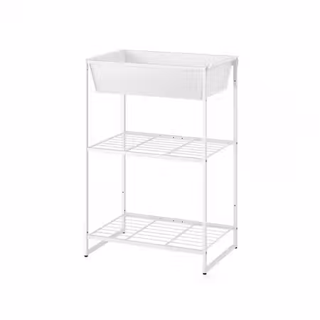 JOSTEIN Стеллаж с контейнером - д/дома/улицы/проволочный белый 61x40x90 см