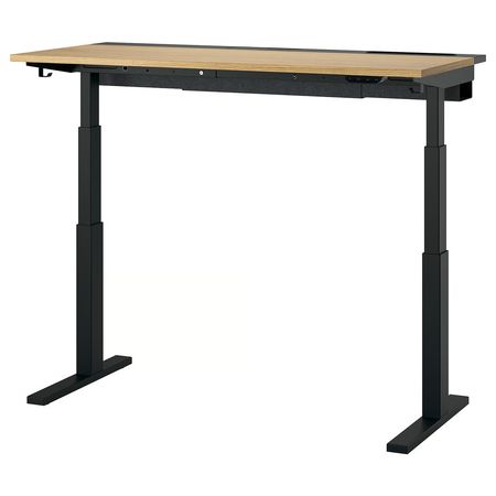 MITTZON Стол/трансф - электрический дубовый шпон/чёрный 140x60 см