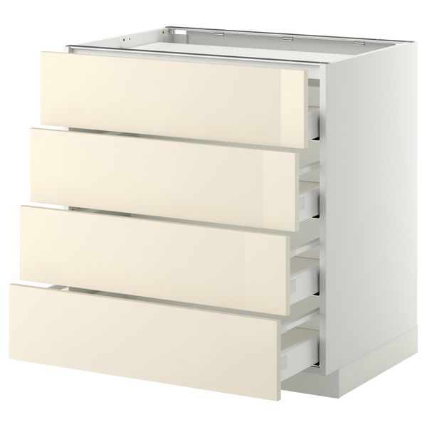 Напольный шкаф, 4 фронтальных панели, 4 ящика МЕТОД / МАКСИМЕРА, белый, Рингульт кремовый - фото 1