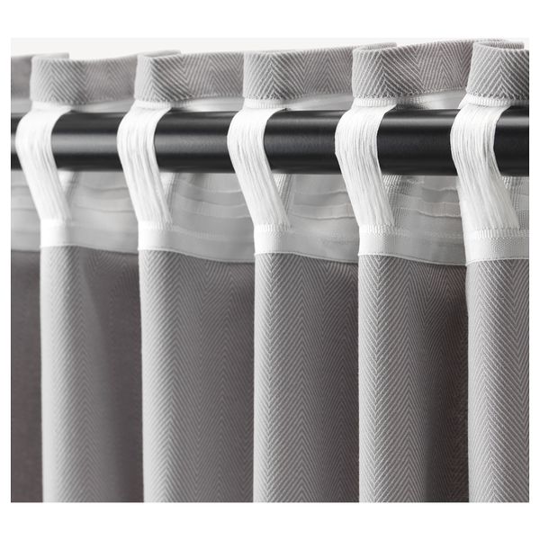 Гардины, 1 пара ТИБАСТ, серый (145x300 см) - фото 2