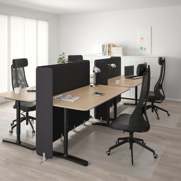 Стол с экраном, дубовый шпон, беленый, черный 320x160 120 см IKEA БЕКАНТ 192.882.14 - фото 2