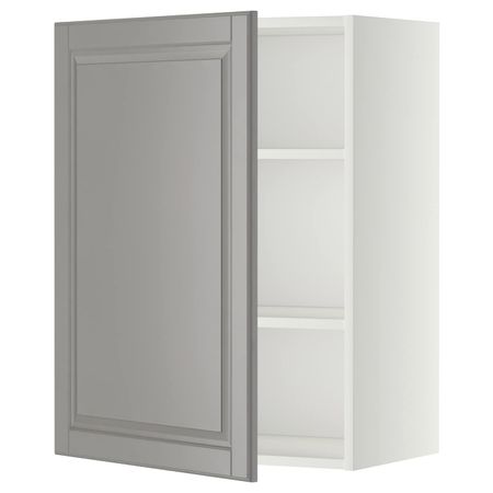 Шкаф навесной с полкой, белый/Будбин серый 60x80 см IKEA METOD МЕТОД 792.276.56