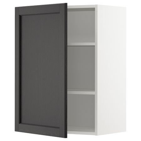Шкаф навесной с полкой, белый/Лерхюттан черная морилка 60x80 см IKEA METOD МЕТОД 592.583.90