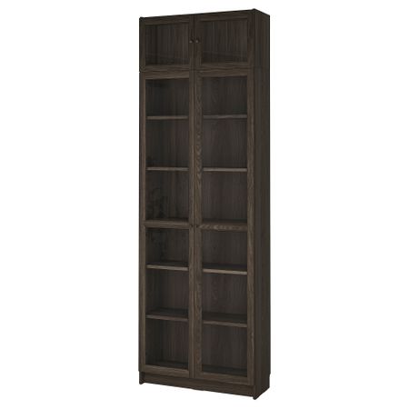 Стеллаж + стекло. двери, Дополнительный. модуль IKEA BILLY БИЛЛИ, OXBERG ОКСБЕРГ 195.819.04
