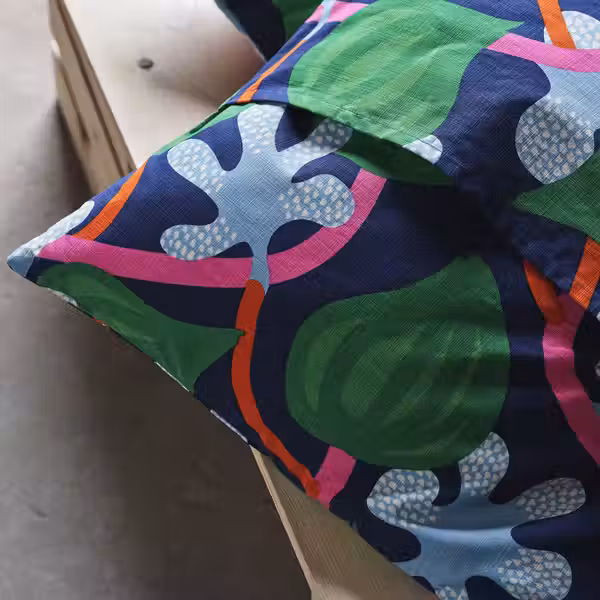 MÄVINN МЭВИНН Чехол на подушку - темно-синий разноцветный/цветочный орнамент 50x50 см - схема-чертеж с размерами