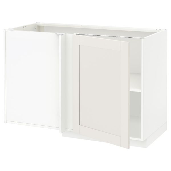 Угловой напольный шкаф с полкой, белый/Сэведаль белый 128x68 см IKEA METOD МЕТОД 592.231.88 - схема-чертеж с размерами