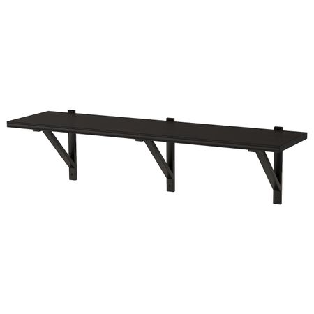 Полка навесная, коричнево-чёрный, черный, 120x32 см IKEA БЕРГСХУЛЬТ / ЭКБИ ВАЛЬТЕР 392.906.59