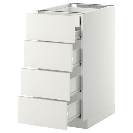 Напольный шкаф 4 фронтальных, 2 низких, 3 средних ящ, белый/Хэггеби белый 40x60 см IKEA МЕТОД / ФОРВАРА 992.619.65