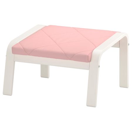 Табурет для ног ПОЭНГ, белый, Эдум розовый