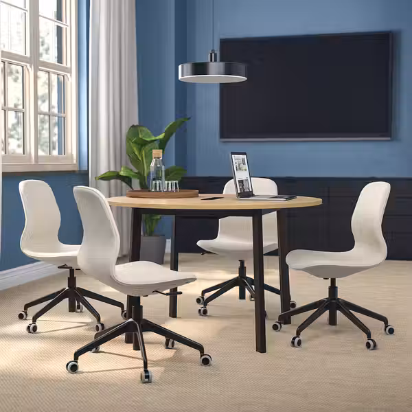 MITTZON МИТТЗОН Конференц-стол - круглой формы дубовый шпон/чёрный 120x75 см - фото 2