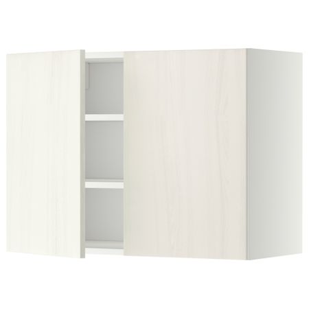 Навесной шкаф с полками, 2 дверцы МЕТОД, белый, Росдаль белый