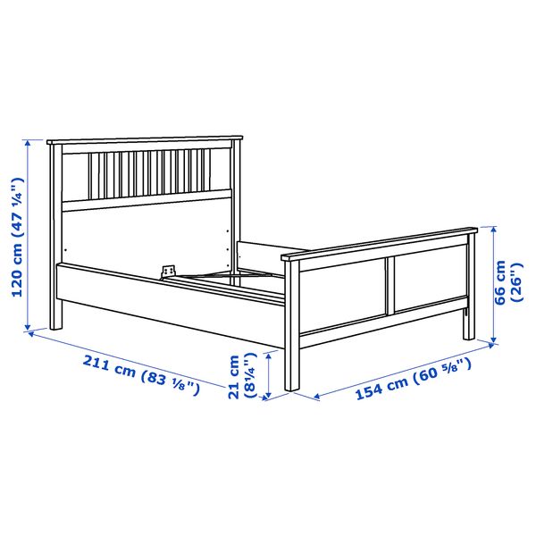 Каркас кровати, белая морилка, 140x200 см IKEA HEMNES ХЕМНЭС 899.315.60 - схема-чертеж с размерами